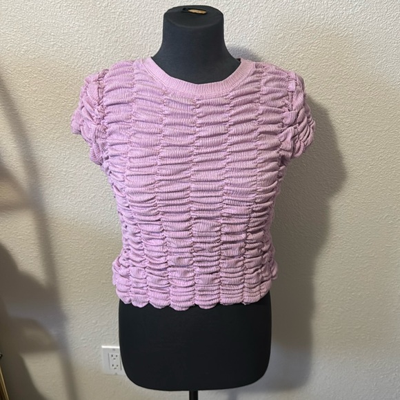 Anthropologie Pink Textured Top - Picture 2 of 6
